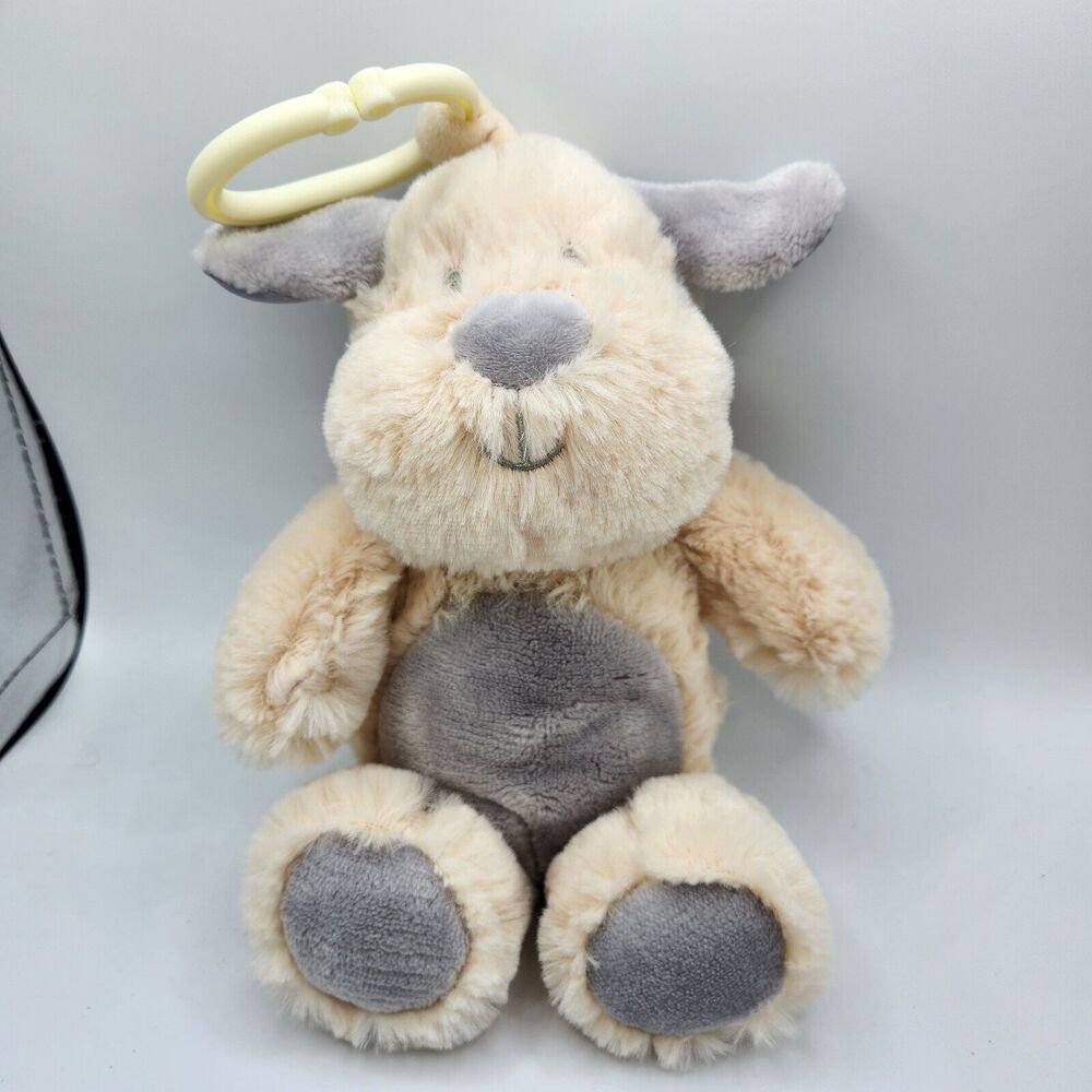 Kellytoy Cream Puppy Dog Plush Lovey Baby Rattle Clip On Toy 10” Stuffed Animal